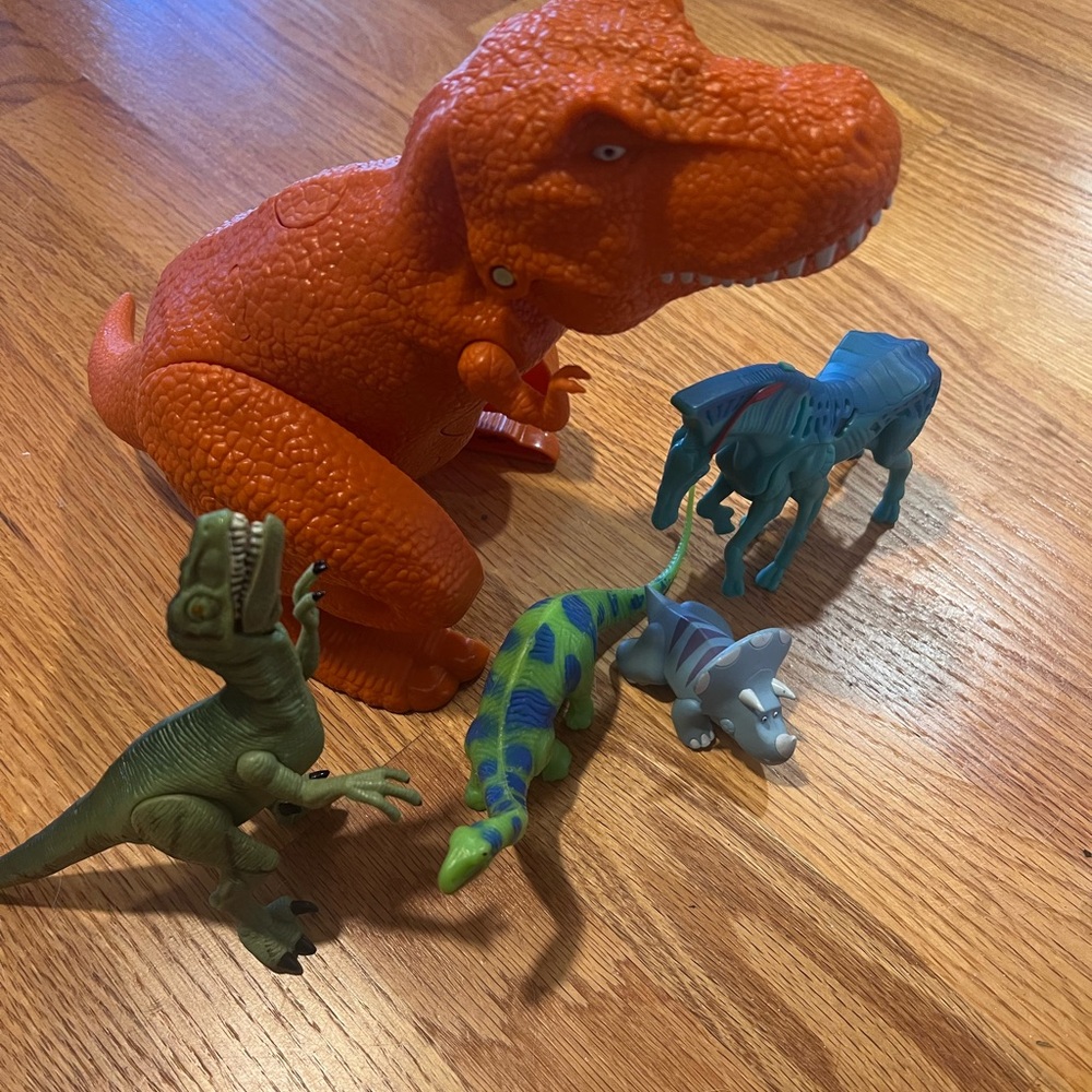 Dinosaur Toy Set (lot)  - Orange, Green, Blue